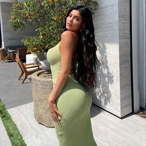 Fashion Chain Knitted Camis Top and Dress Sets - dress