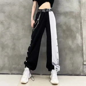 Fashion Contrast Cargo Gothic Pants - pants