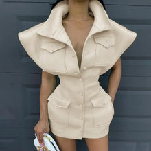 Load image into Gallery viewer, Fashion Flying Sleeve Button Up Bodycon Mini Dress