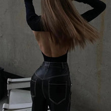 Load image into Gallery viewer, Fashion Gothic Black PU Leather Wide Leg Pants - pants