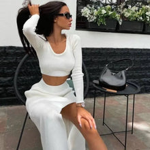 Load image into Gallery viewer, Fashion Knit Sweaters Top and Skirts 2 Piece Set - white