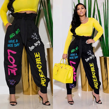 Load image into Gallery viewer, Fashion Loose High Waist Letter Print Pants - pants