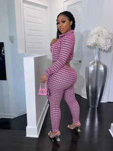 Fashion Plaid Print Cardigan 3 Piece Set