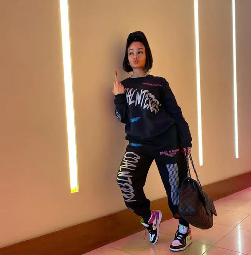 Fashion Street Wear Letter Print 2 Piece Set