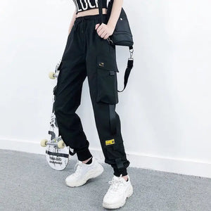 Fashion Streetwear Black Ankle Length Tech Joggers