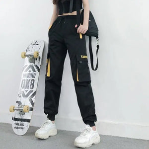 Fashion Streetwear Black Ankle Length Tech Joggers
