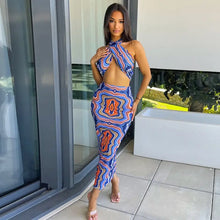 Load image into Gallery viewer, Fashion Tie-dye Halter T-shirt &amp; High Waist Mid-Length