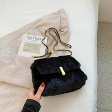 Load image into Gallery viewer, Faux Fur Fashion luxury Designer Handbag - black