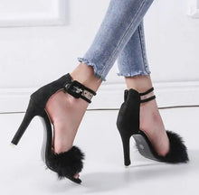 Load image into Gallery viewer, Faux Fur High Heel Shoes - black / 43