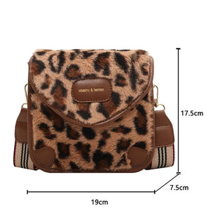 Faux fur Leopard Crossbody Square Bag