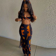 Load image into Gallery viewer, Fire Print Maxi Skirt Crop Top &amp; - Orange / L
