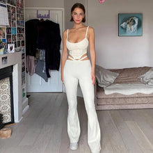 Load image into Gallery viewer, Flare Pants &amp; Bandage Cami Crop Top Set