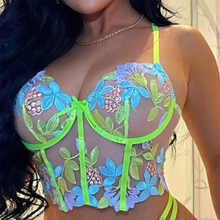 Load image into Gallery viewer, Floral Embroidered See Through Push Up Bra &amp; Panty Set