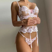Load image into Gallery viewer, Floral Embroidery Push Up 3 Piece Set