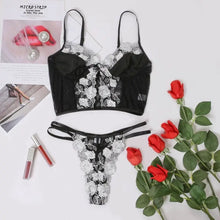 Load image into Gallery viewer, Floral Embroidery Transparent Wire Free Bra &amp; Thong Set
