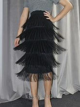 Load image into Gallery viewer, Fringe Bodycon Pencil Skirt - black / XL