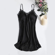 Load image into Gallery viewer, Full Slip Lace Silk Kimono 5PC Pajama Set - Black E / XXL