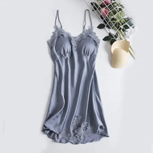 Load image into Gallery viewer, Full Slip Lace Silk Kimono 5PC Pajama Set - Gray E / XXL
