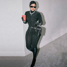 Load image into Gallery viewer, Gabrielle Long Sleeve Streetwear Black Jumpsuit