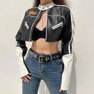 Get With It Cropped PU Leather Jacket