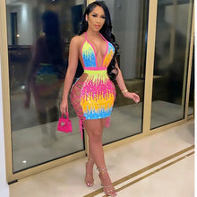 Load image into Gallery viewer, Glitter Bodycon Mini Side Lace Up Dress