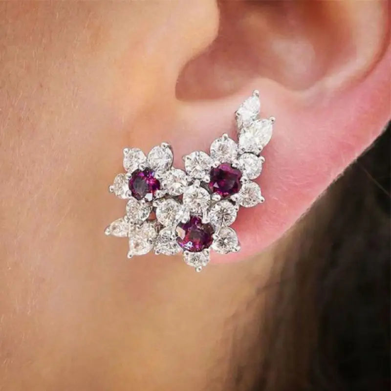 Gorgeous Blue/White Round CZ Luxury Earrings - E1800