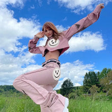 Load image into Gallery viewer, Goth Grunge Smiley Emo Print Crop Top