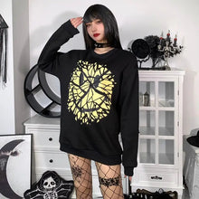 Load image into Gallery viewer, Goth Smile Emo Graphic Print Sweatshirt