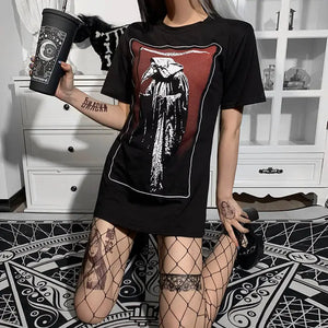 Gothic Cartoon Mall Goth O Neck Short Sleeve Oversize Tee