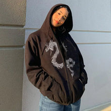 Load image into Gallery viewer, Gothic Dragon Diamonds Zip Up Hoodie