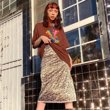 Load image into Gallery viewer, Gothic Grunge Print High Waist Skirt - Brown / L