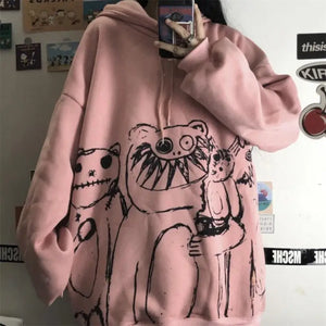 Gothic Japanese Cartoon Hip Hop Hoodie - 17 / XXL