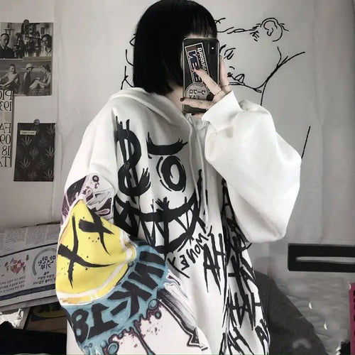Gothic Japanese Cartoon Hip Hop Hoodie