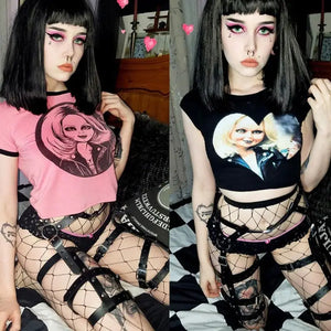 Gothic Punk Demon Scary Printed T-shirt