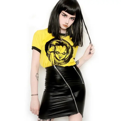 Gothic Punk Demon Scary Printed T-shirt