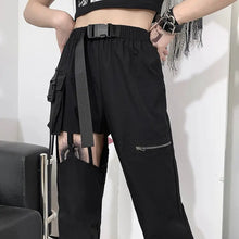 Load image into Gallery viewer, Gothic Punk Hollow Out Big Pocket High Waist Pants
