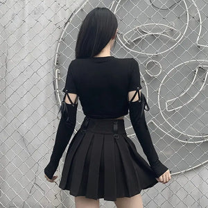 Gothic Punk Patchwork Long Sleeve Slim T-shirts