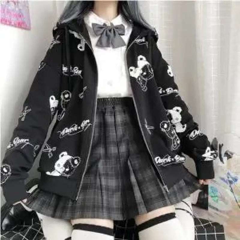 Gothic Teddy Graphic Hoodie - 1 / XXL
