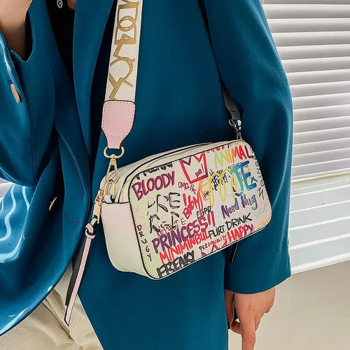 Graffiti Design PU Leather Crossbody Shoulder Bag