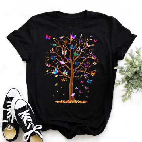 Graphic Cartoon Tree Print Harajuku T-shirt