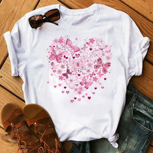 Graphic Cartoon Tree Print Harajuku T-shirt - Design 12