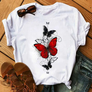 Graphic Cartoon Tree Print Harajuku T-shirt - Design 14