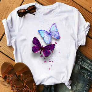 Graphic Cartoon Tree Print Harajuku T-shirt - Design 18