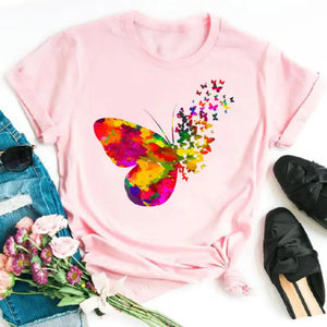 Graphic Cartoon Tree Print Harajuku T-shirt - Design 2