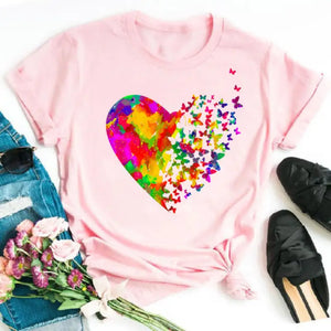 Graphic Cartoon Tree Print Harajuku T-shirt - Design 4