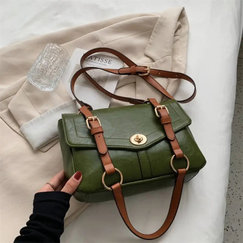 Green Small PU Leather Shoulder Crossbody Bag - green