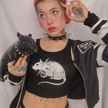 Load image into Gallery viewer, Grunge Mouse Print Black Cropped Top