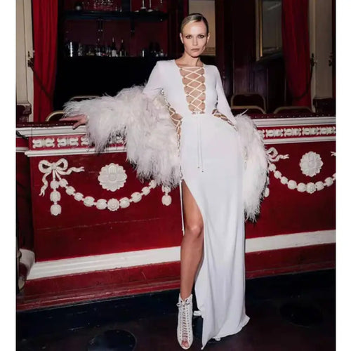 Hallow-Out Backless Long Sleeve Dress