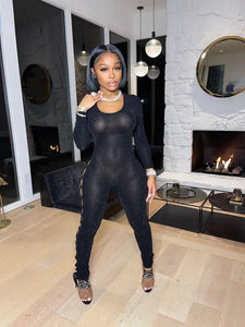 Hallow-Out Bandage Side Bodycon Jumpsuit