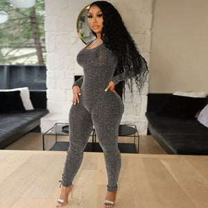 Hallow-Out Bandage Side Bodycon Jumpsuit